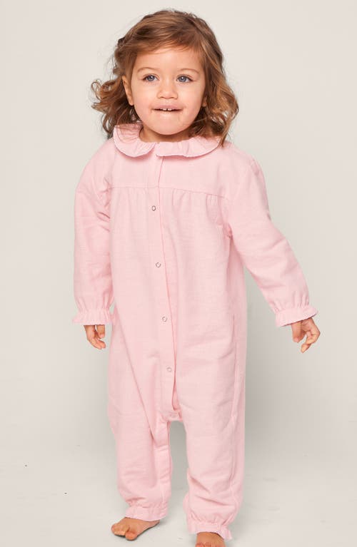 Petite Plume Madeline Brushed One-piece Flannel Pajamas In Pink