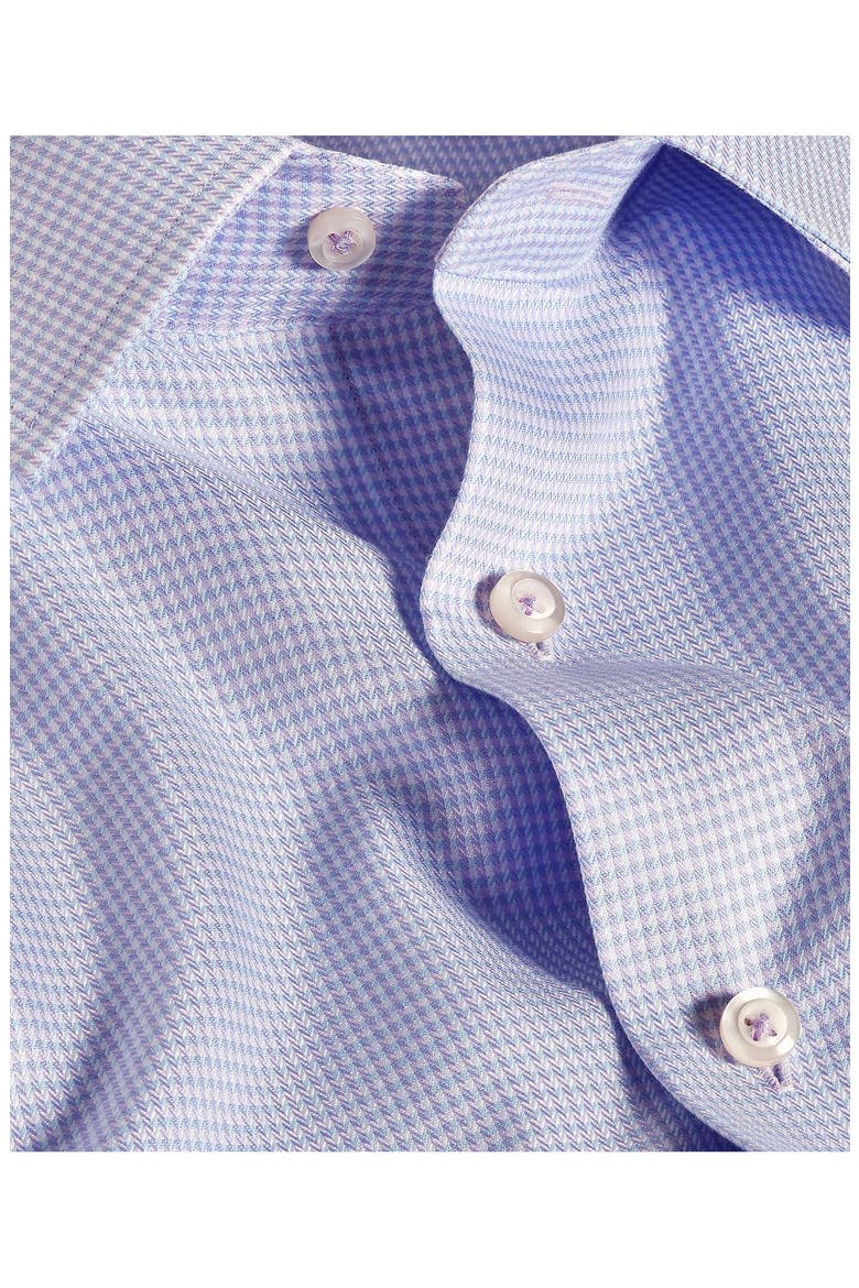 Trim Fit Herringbone Check Cotton & Silk Dress Shirt, Alternate, color, SKY/ LILAC