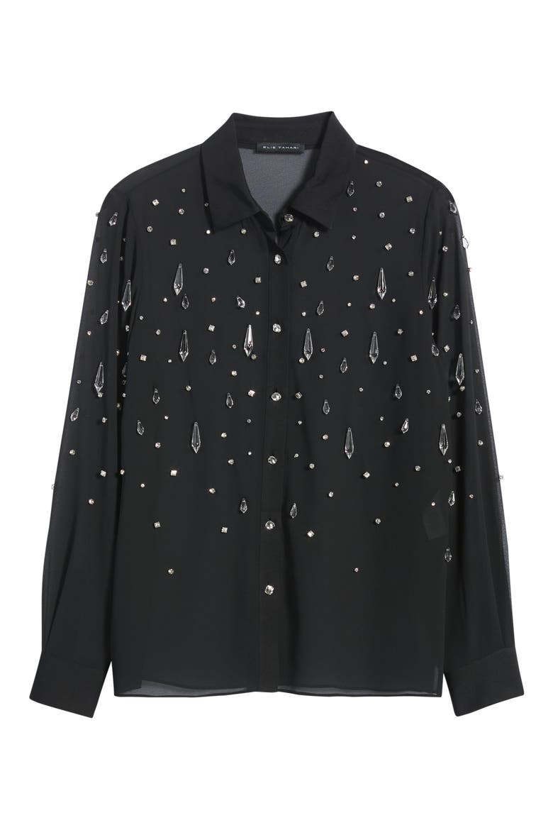 The Sloane Crystal Embellished Woven Shirt, Alternate, color, NOIR