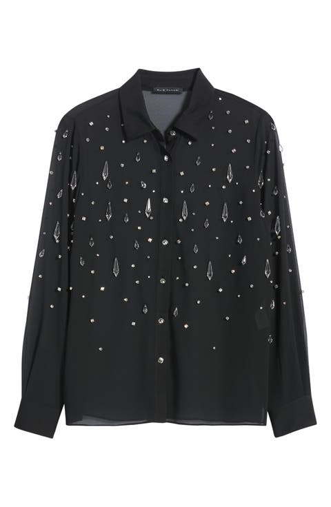 The Sloane Crystal Embellished Woven Shirt