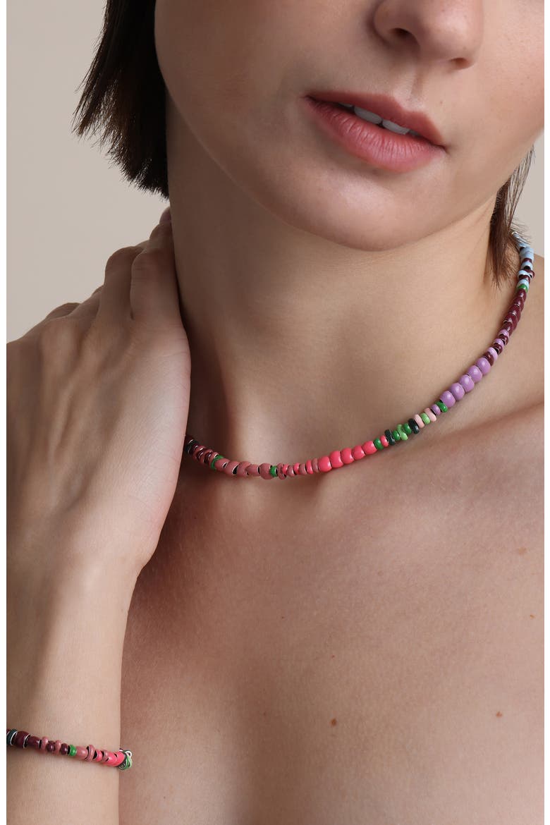 Bouquet Mini Beaded Necklace, Alternate, color, PURPLE MULTI