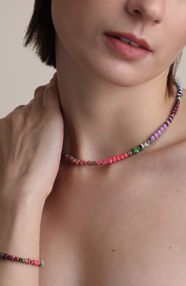 Adina Reyter Bouquet Mini Beaded Necklace, Alternate, color, Purple Multi