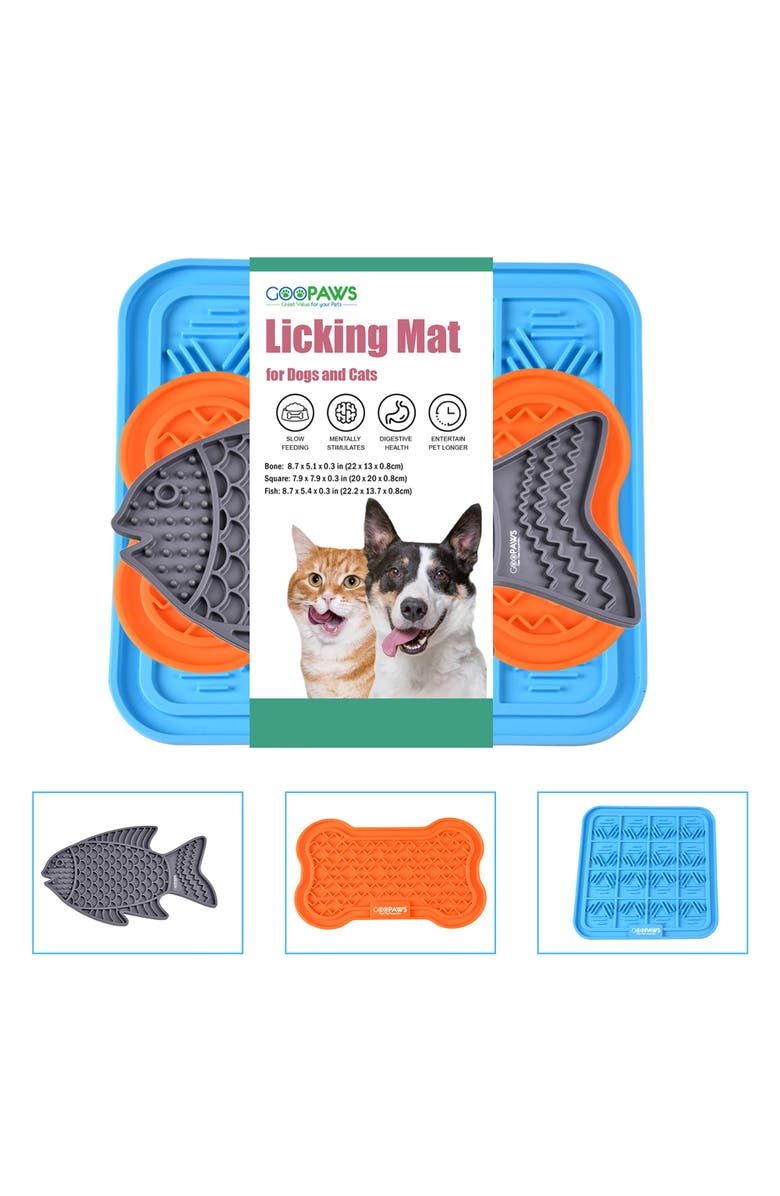 GOOPAWS 3 Pack Licking Mats, Slow Feeder Pads For Pets, Alternate, color, Multicolored