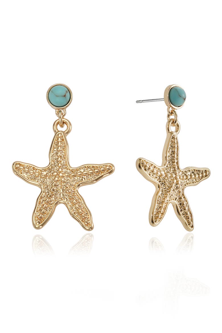 Starfish Drop Earrings, Main, color, TURQUOISE