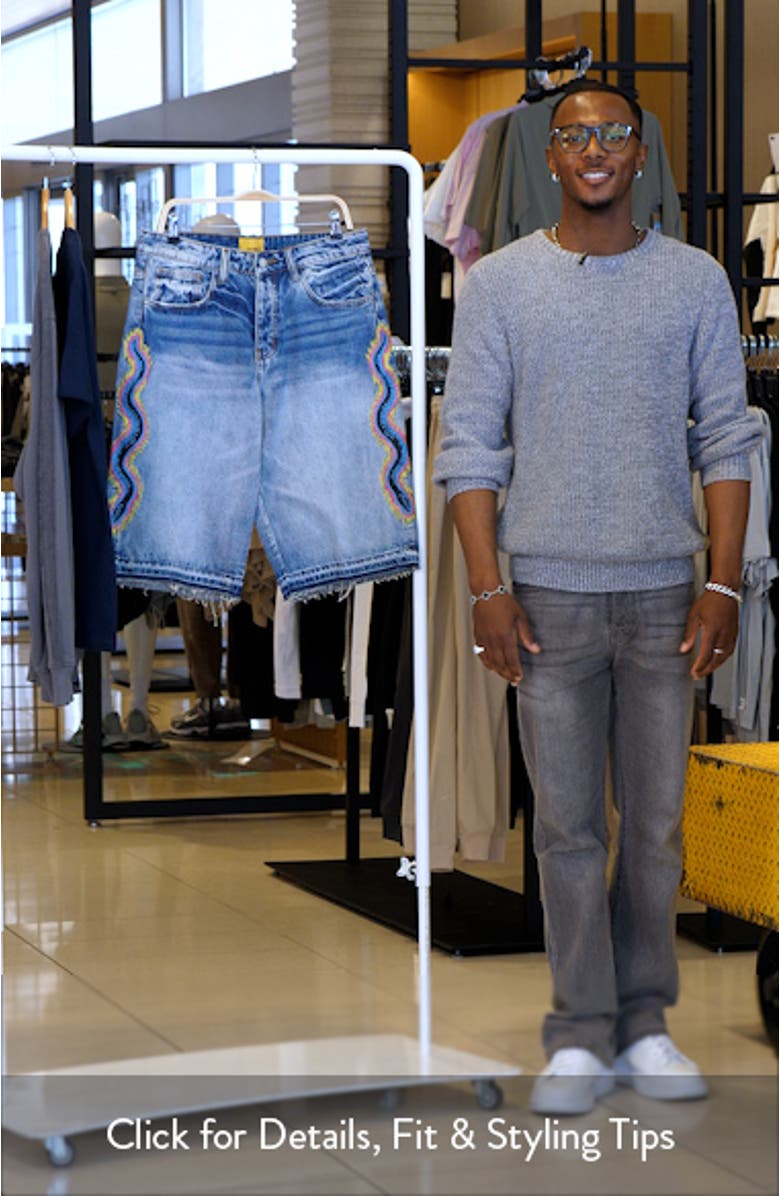 Snake Embroidered Denim Shorts, sales video thumbnail