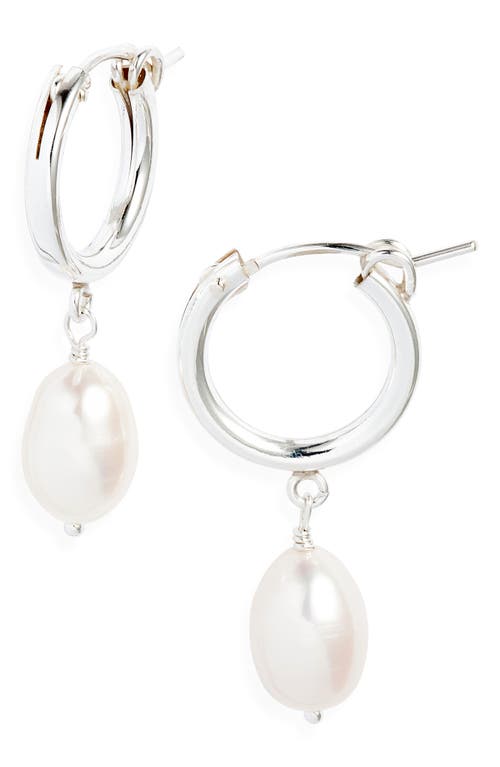 Set & Stones Adelle Keshi Pearl Hoop Earrings in Silver 