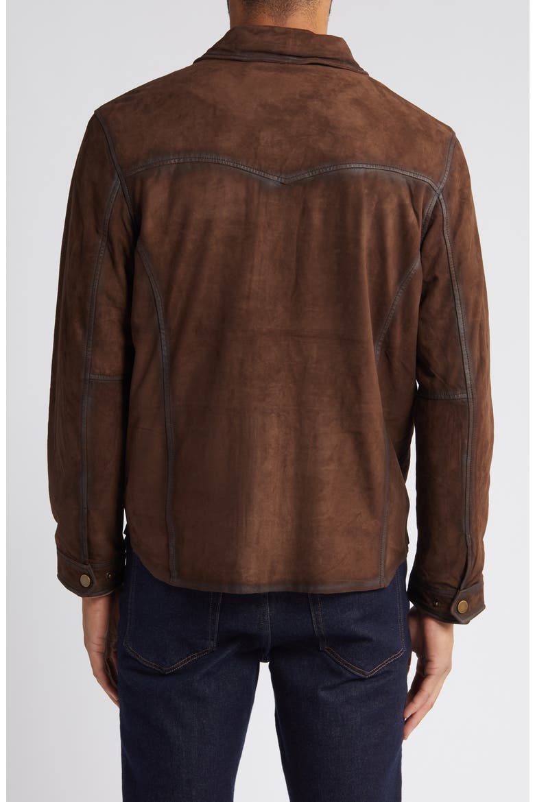 Suede Trucker Jacket, Alternate, color, DARK BROWN
