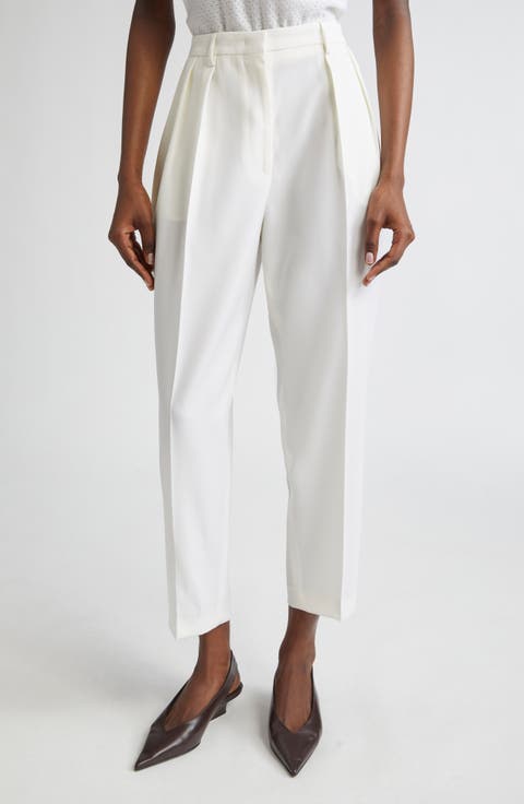 Emmett Pleated Merino Wool Tapered Leg Pants