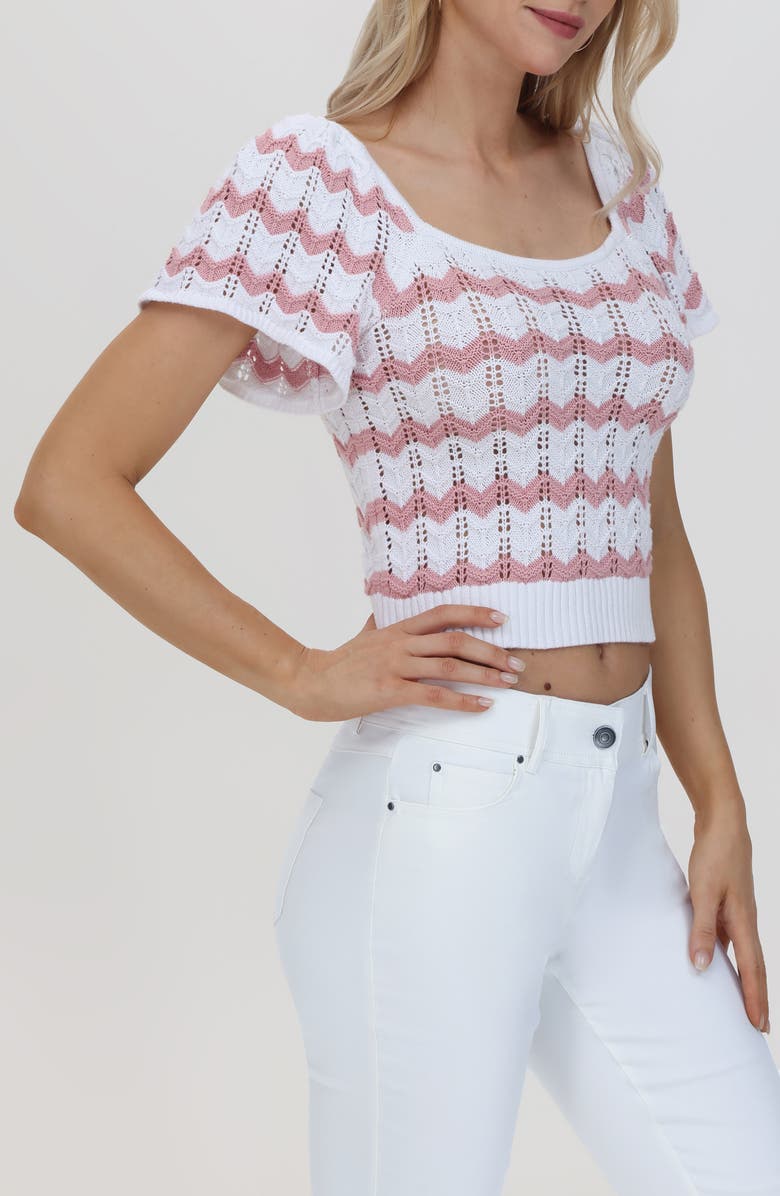 525 Kalli Chevron Stripe Knit Crop Top, Alternate, color,