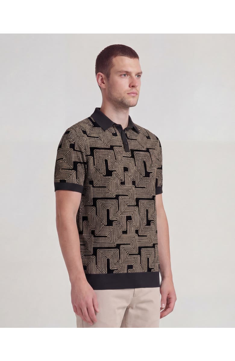 Lords of Harlech Inter Twine Mens Merino Silk Cashmere Polo, Alternate, color, Inter Twine Black