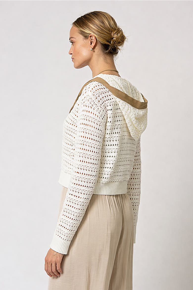 Avery Mixed Media Hooded Cardi, Alternate, color, IVORY