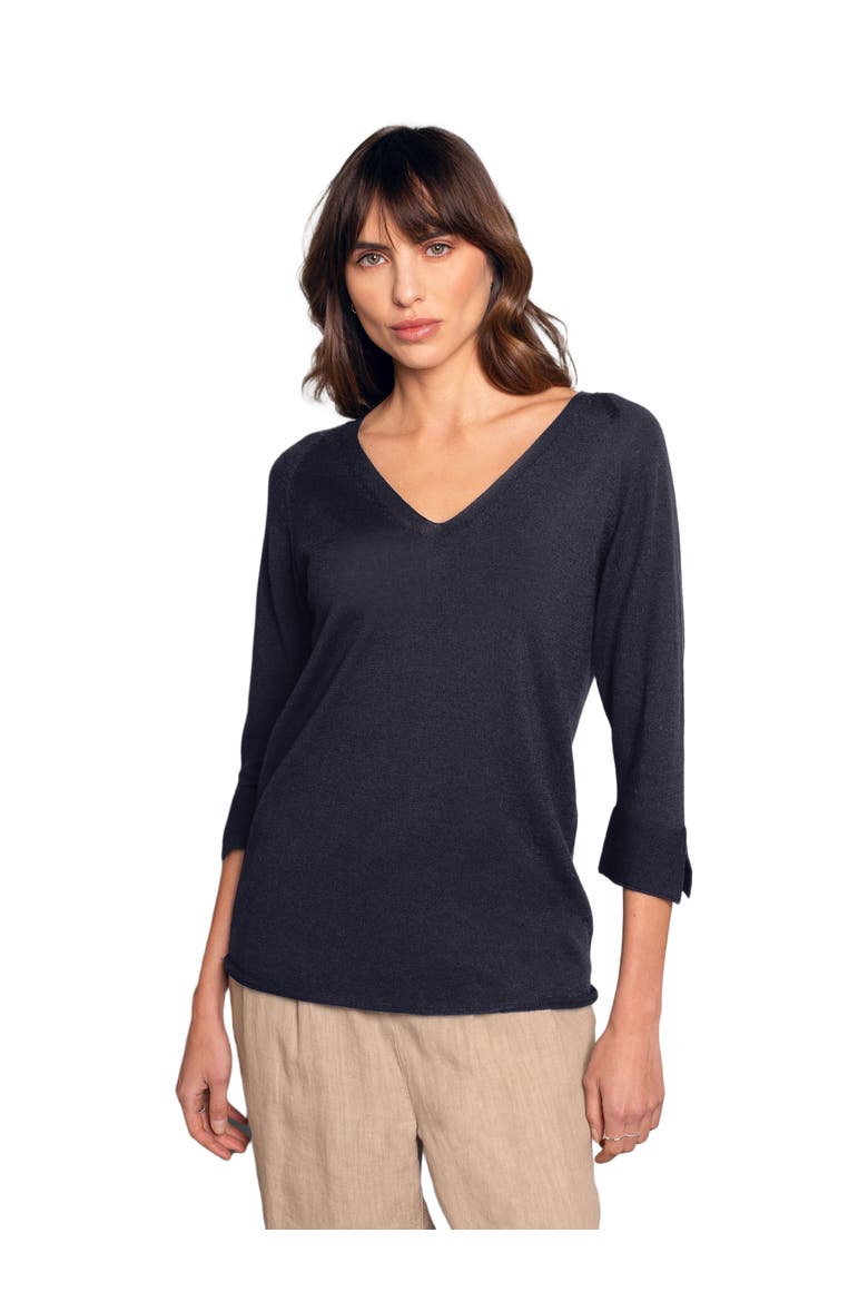 Fine Knit Merino V-Neck Sweater, Alternate, color, DARK NAVY