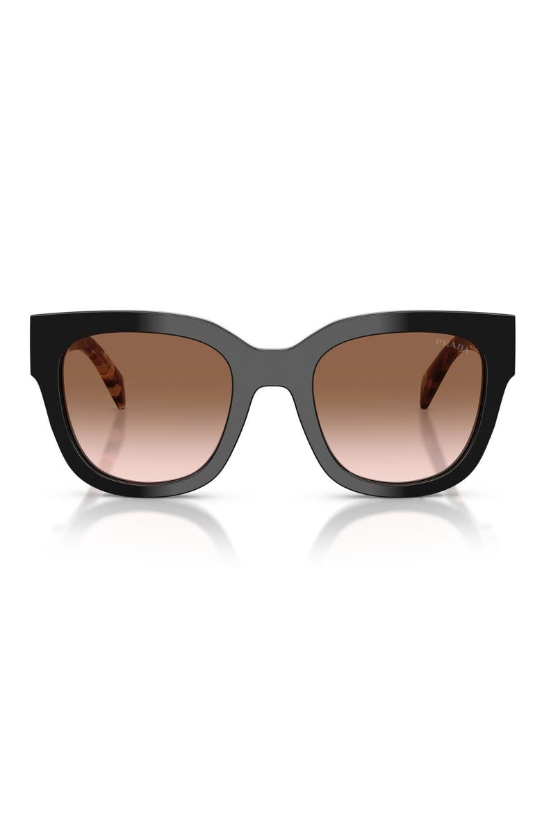 52mm Square Sunglasses, Main, color, BLACK / BROWN GRADIENT
