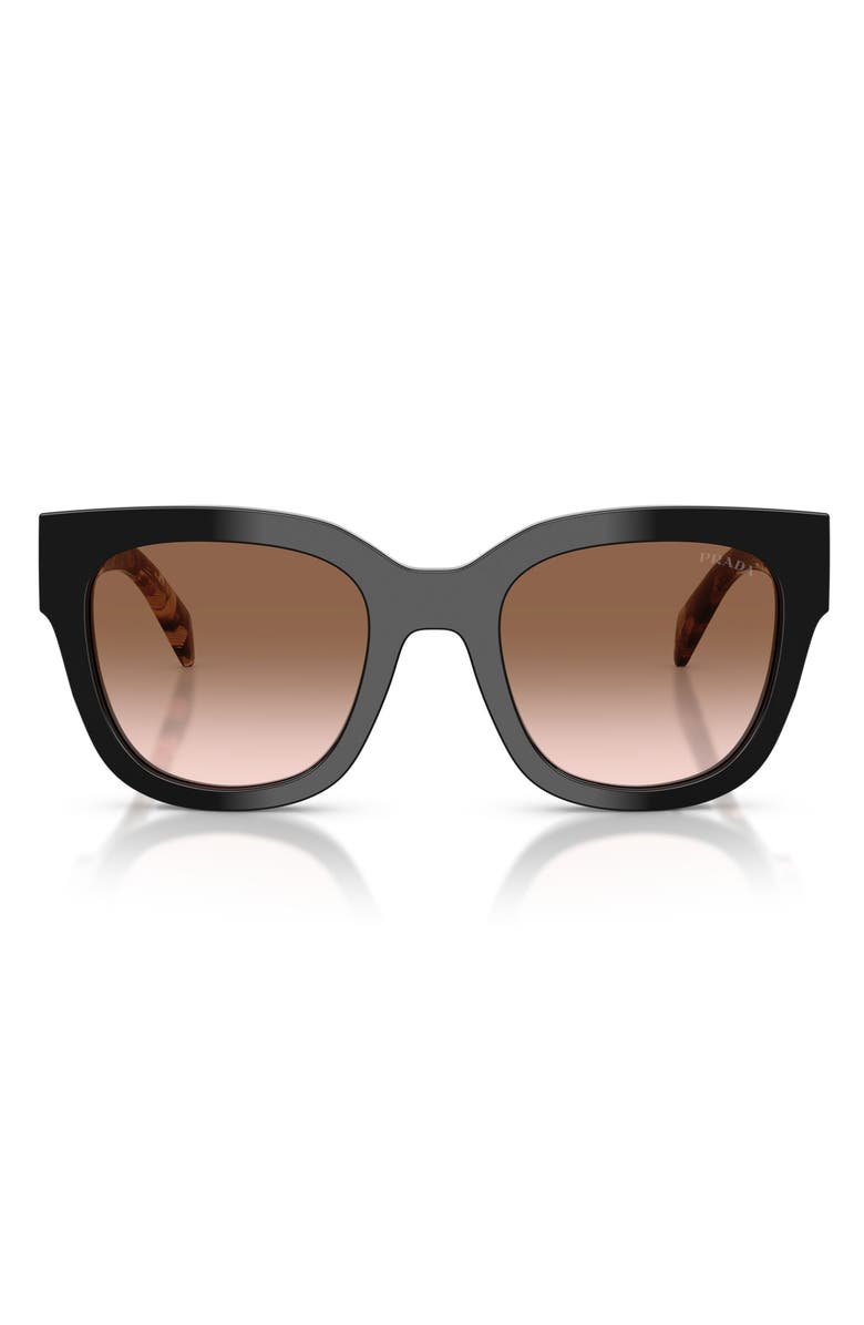Prada 52mm Square Sunglasses, Main, color, Black / Brown Gradient