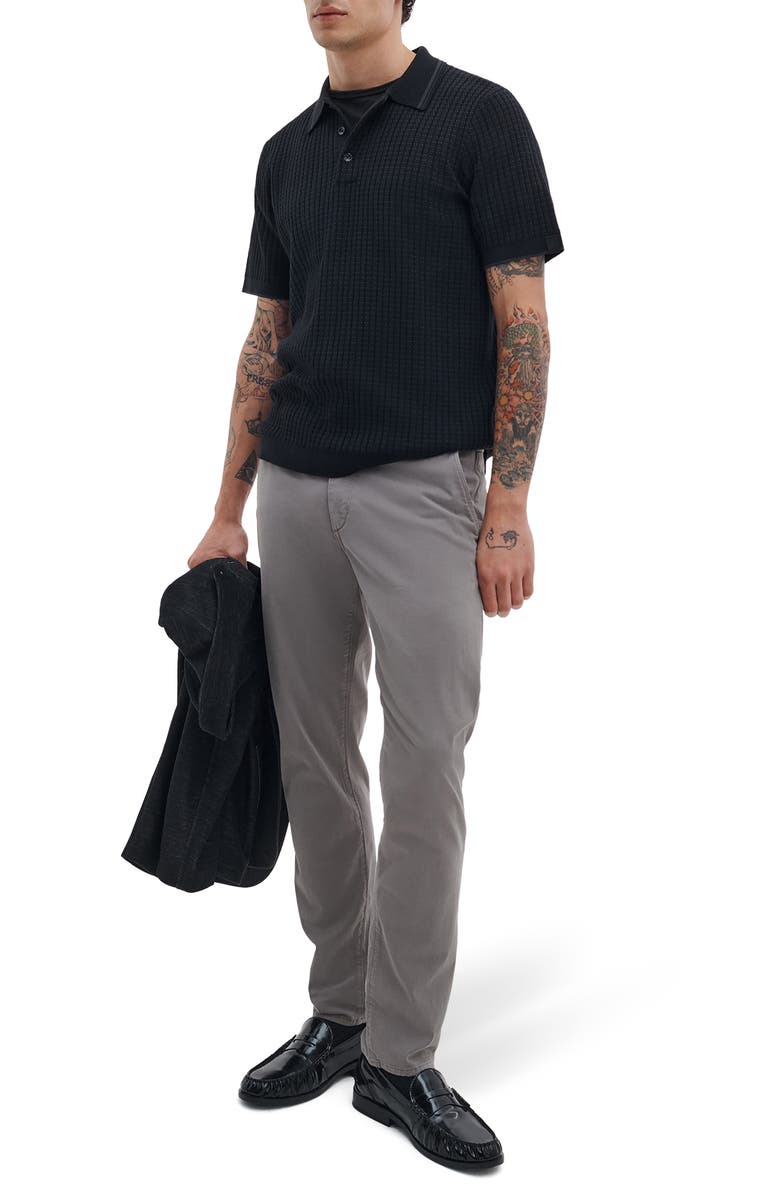 rag & bone Harvey Rib Polo Sweater, Alternate, color, Black