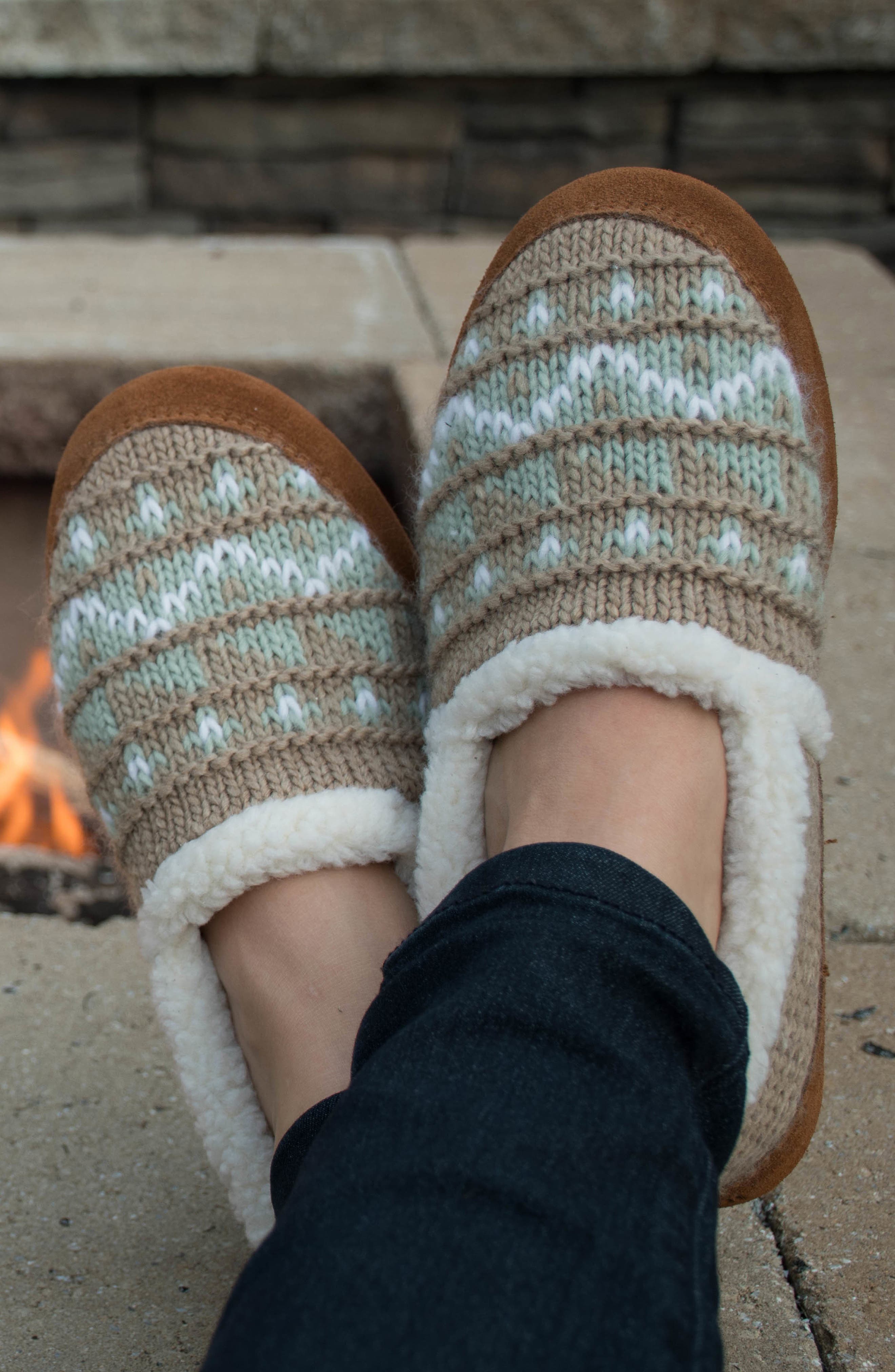 Nordic Faux Fur Moc Slipper, Alternate, color, NORDIC OATMEAL HEATHER KNIT