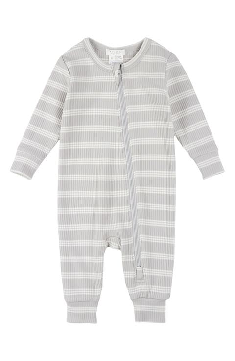 Lunar Rock Stripe Rib Fitted One-Piece Pajamas (Baby)