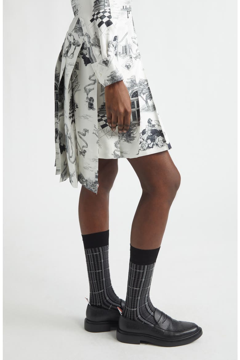 Hector Toile Classic Silk Pleated Skirt, Alternate, color, BLACK/ WHITE