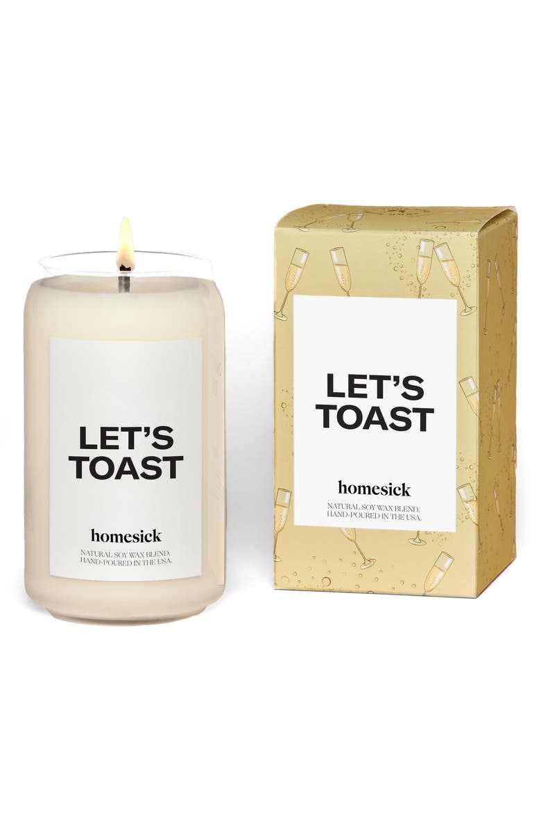 homesick Let's Toast Candle, Main, color, White