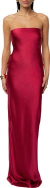 JLUXLABEL Regal Rising Corset Back Strapless Satin Gown