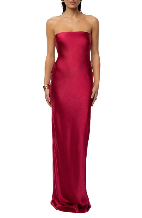 JLUXLABEL Regal Rising Corset Back Strapless Satin Gown in Red at Nordstrom, Size Large