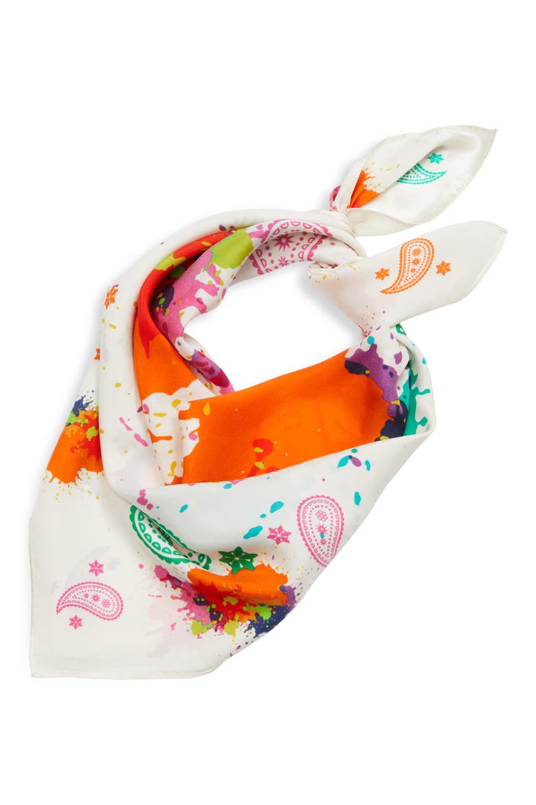 Spill on Silk Scarf, Main, color, WHITE MULTICOLOR