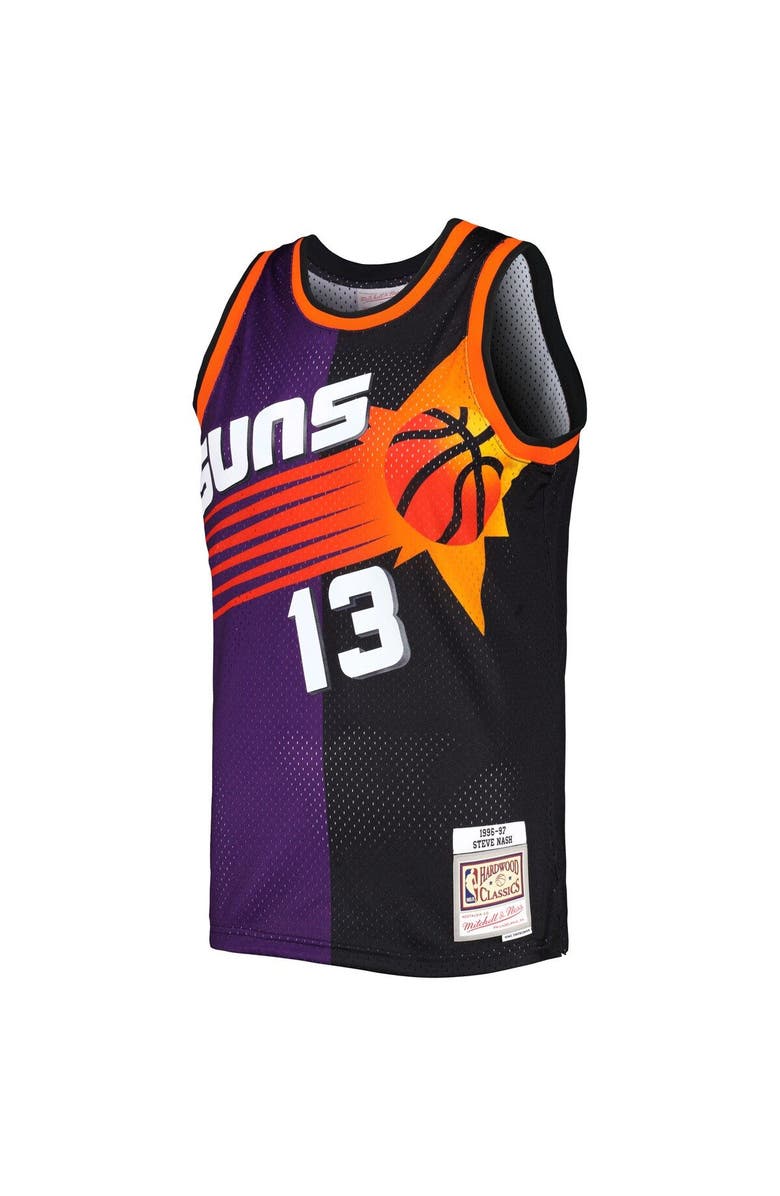 Mitchell & Ness Men's Mitchell & Ness Steve Nash Purple/Black Phoenix Suns Hardwood Classics 1996/97 Split Swingman Jersey, Alternate, color,