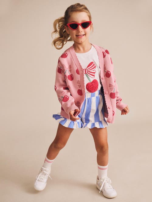 Huxbaby Cherry Pie Scalloped Knit Cardi In Pink