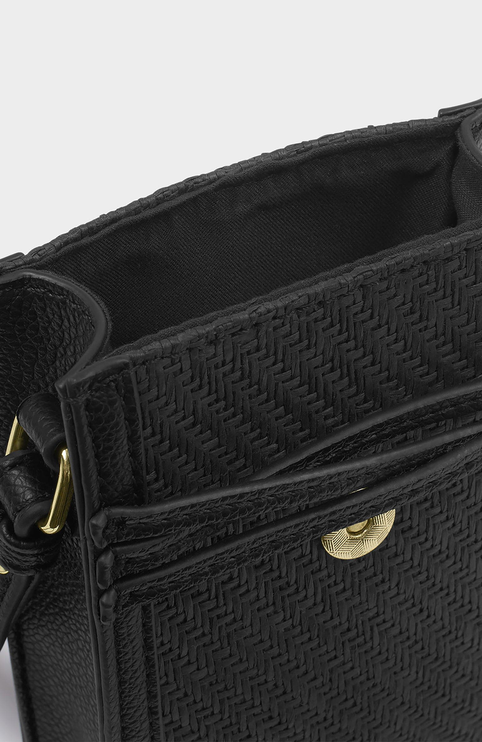 Katie Loxton Porto Raffia Cell Bag, Alternate, color, Black