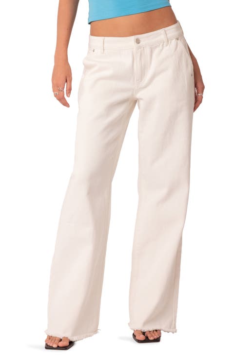 【PALEJADE】White Cotton Low-Rise Denim Jean BDG Kayla Lowrider White Jeans | Urban Outfitters UK