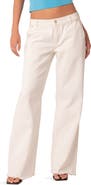 EDIKTED Dahlia Low Rise Fray Hem Straight Leg Jeans