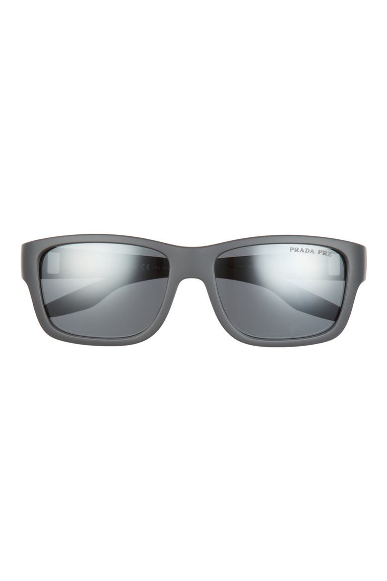 Prada Pillow 59mm Sunglasses, Main, color, GREY RUBBER MIRROR SILVER