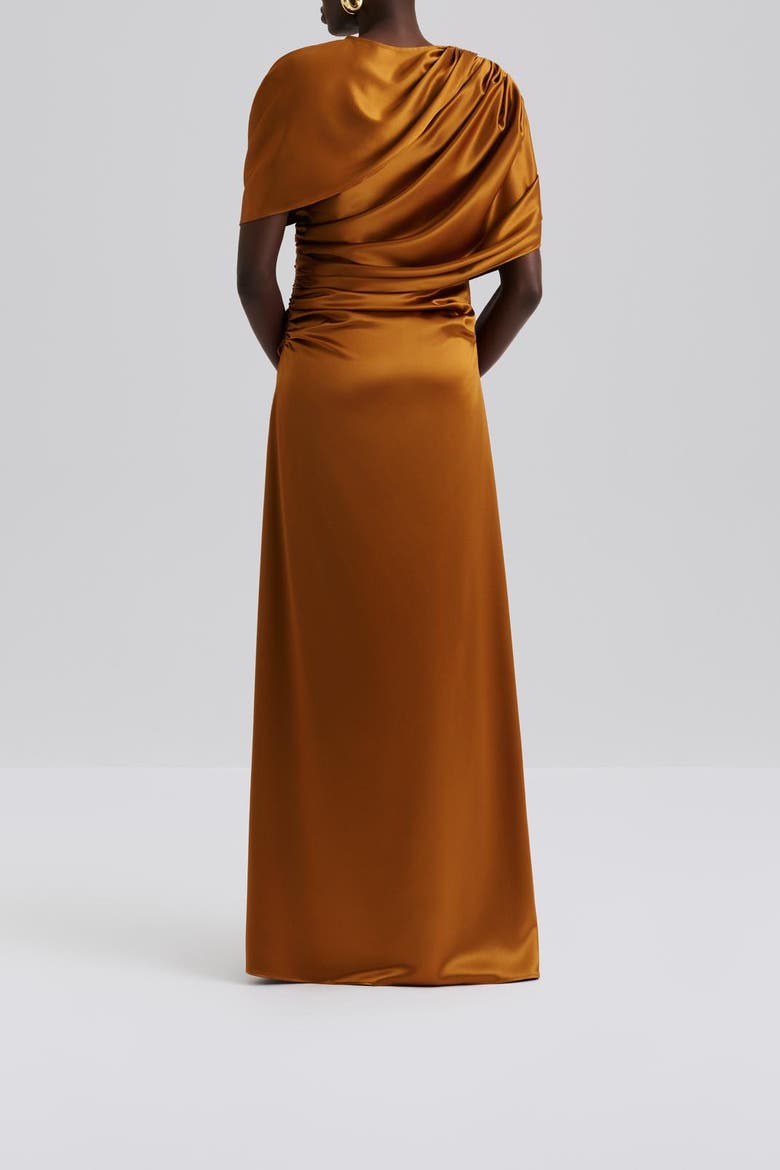 Cassia Draped Fitted Maxi Dress, Alternate, color, Amber