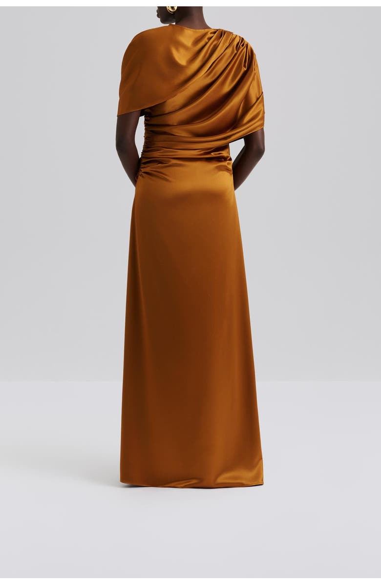 Malina Cassia Draped Fitted Maxi Dress, Alternate, color, Amber