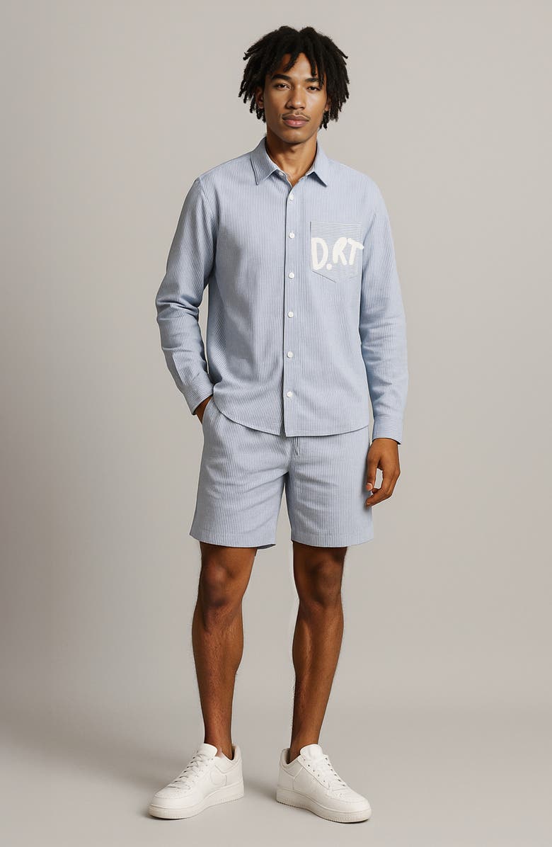 D.RT Stripe Button-Up Cotton Blend Oxford Shirt, Alternate, color, Blue/ White