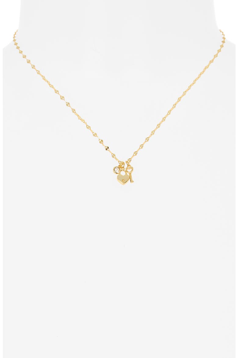 Heart Key Charm Necklace, Alternate, color, GOLD