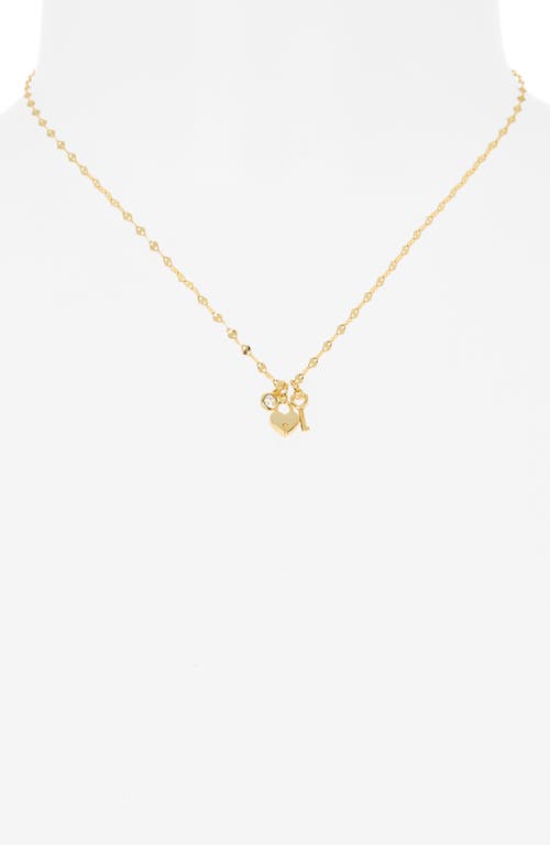 Argento Vivo Sterling Silver Heart Key Charm Necklace In Gold