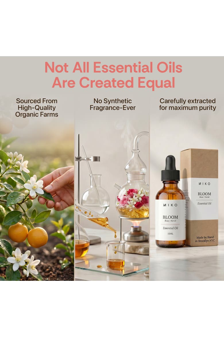 Bloom Essential Oil with Rose & Neroli 100% Organic 15ml, Alternate, color, Clear