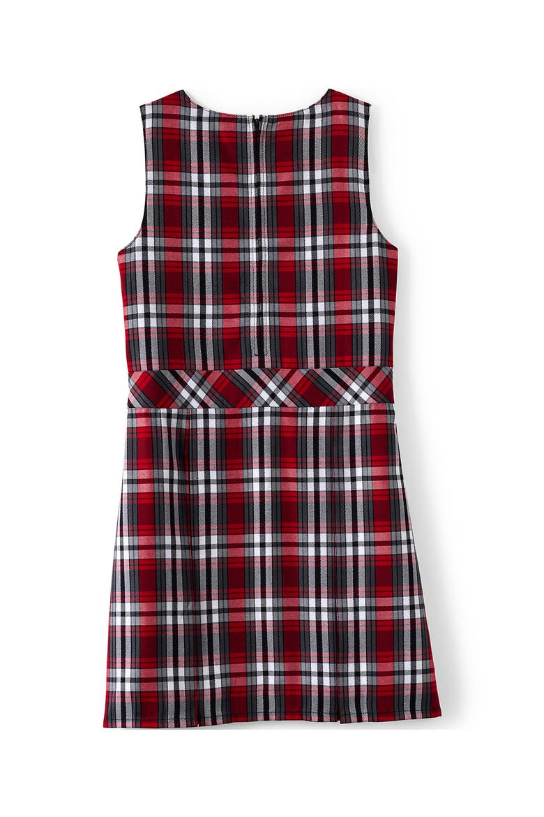 burgundy plaid uniform dress Girls Plaid Jumper Top of Knee - Lands' End - Red