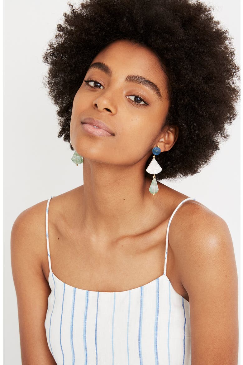 Resin Triangle Drop Earrings, Alternate, color, SEA HAZE/ MULTI