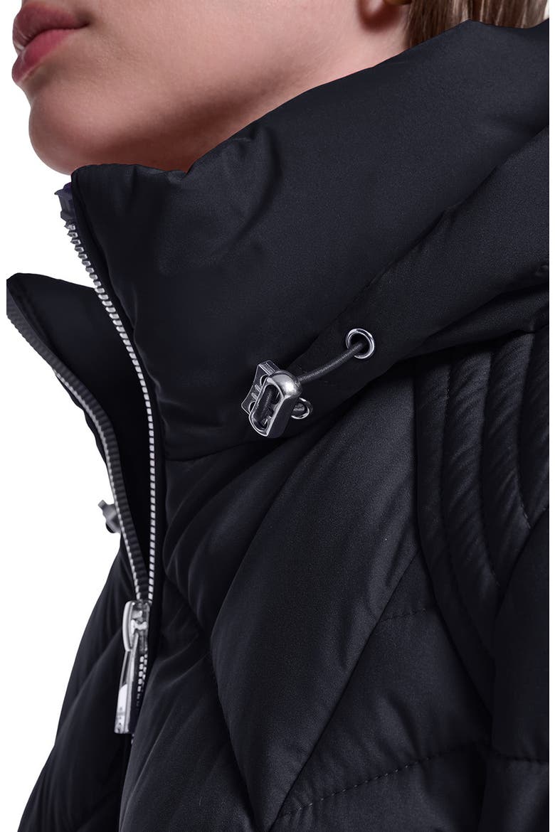 Chevron Quilted Hooded Puffer Jacket, Alternate, color, BLACK