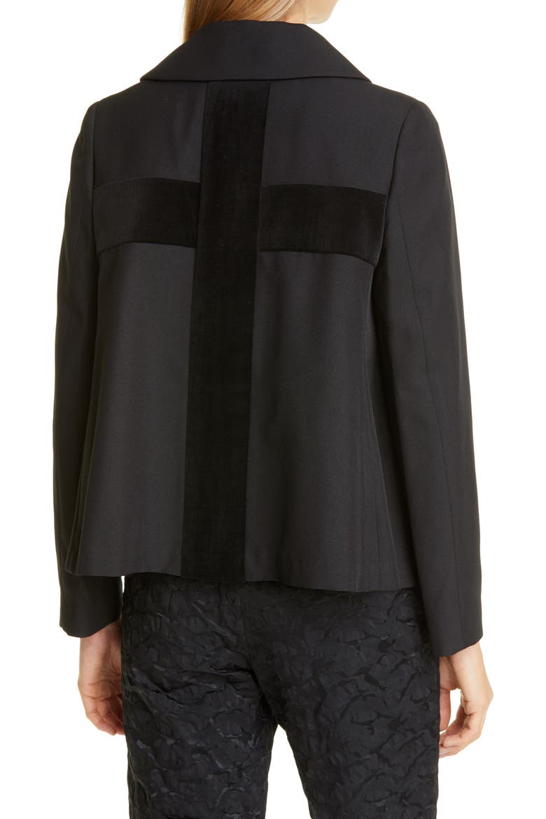Velveteen Detail Blazer, Alternate, color, BLACK X BLACK
