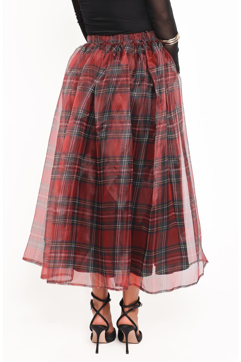 Bonita Plaid A-Line Midi Skirt, Alternate, color, RED PLAID