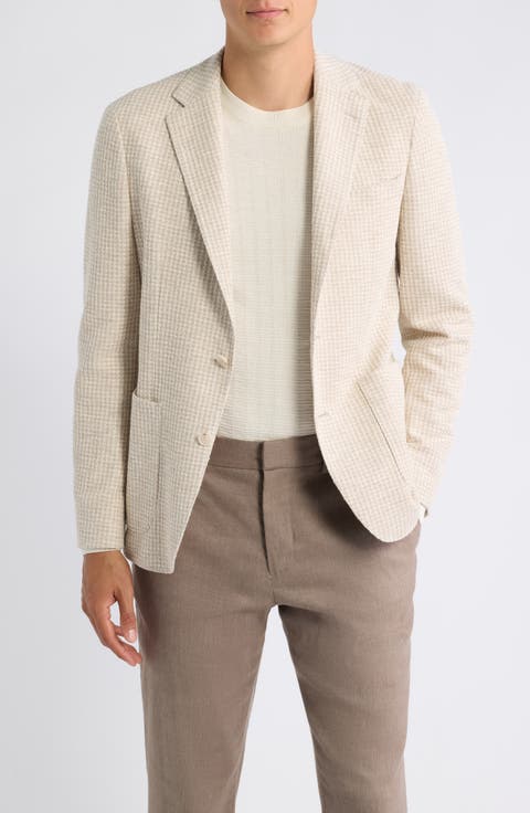 Hanry Slim Fit Houndstooth Check Knit Cotton Blend Sport Coat