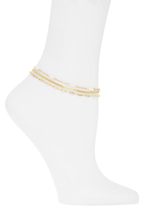 Set of 3 Bead Station Anklets