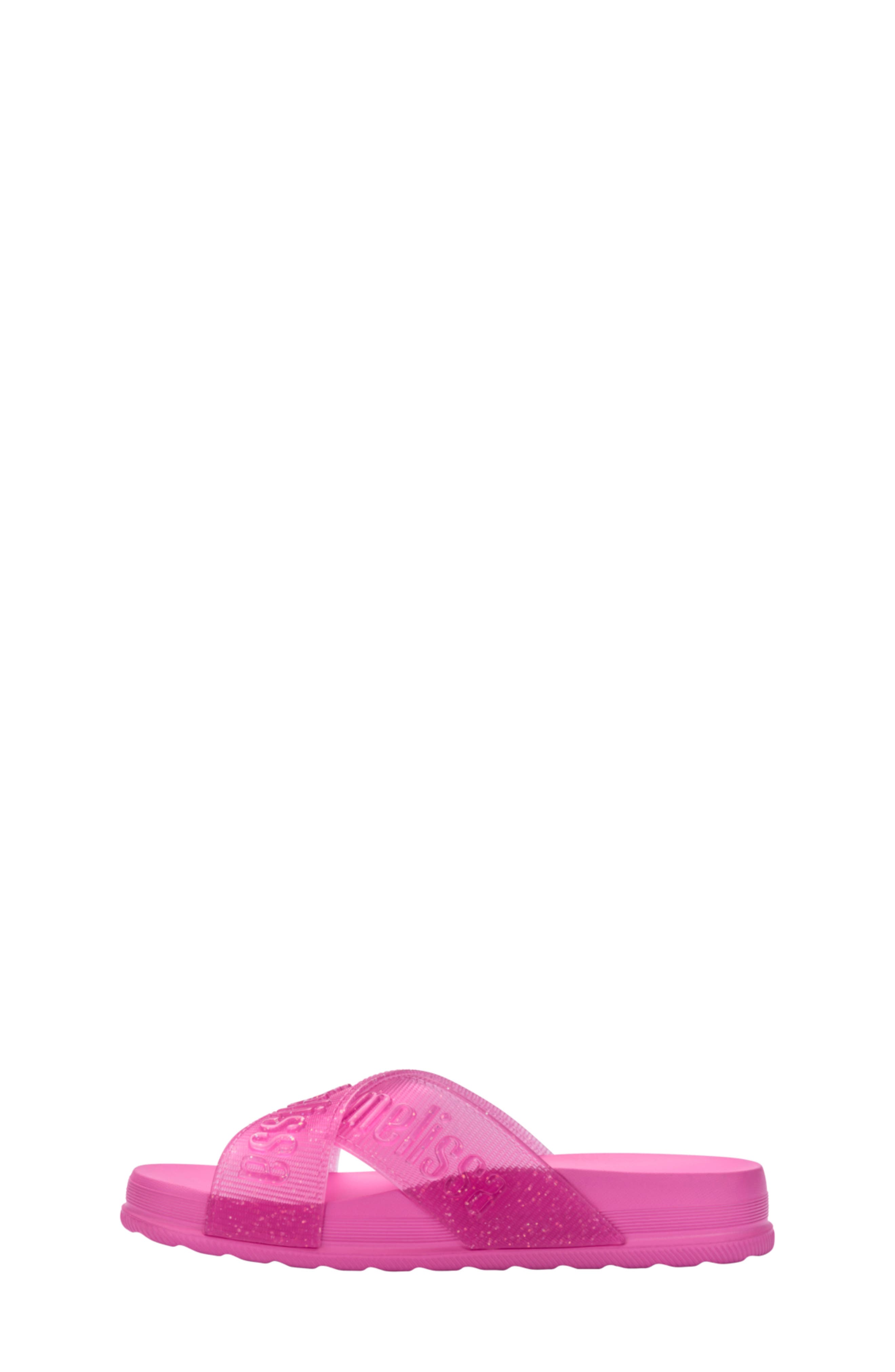 Kids' Cozy Cross Strap Slide Sandal, Alternate, color, LILAC/ GLITTER