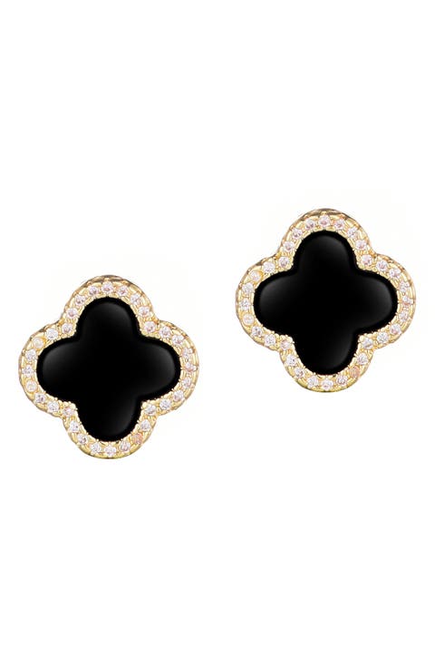 CZ Clover Stud Earrings