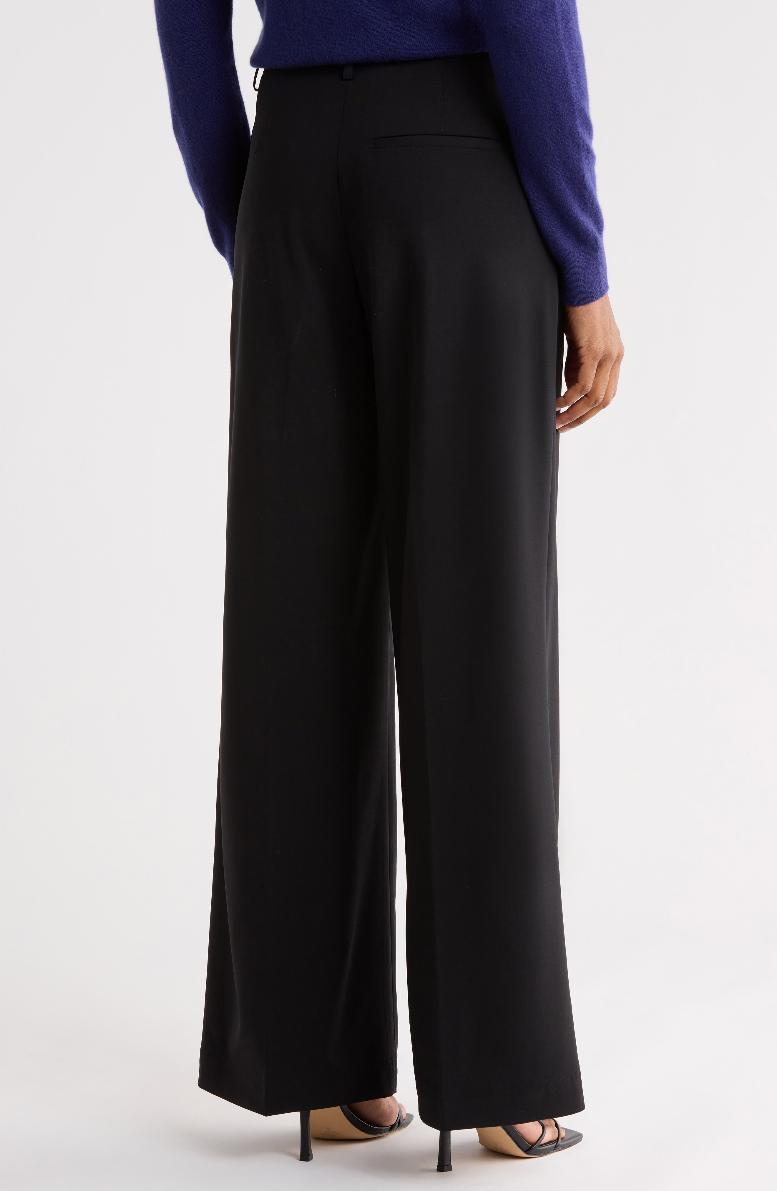Theory Wide Leg Pleated Wool Blend Trousers (Women) | Nordstromrack