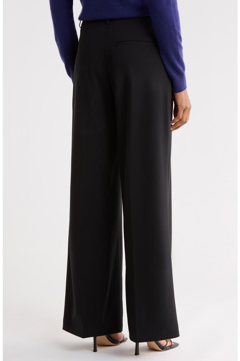 Wide Leg Pleated Wool Blend Trousers, Alternate, color, BLK