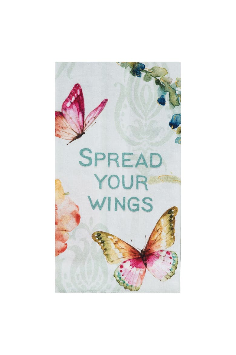 Spread your wings Printed Cotton Flour Sack Kitchen Towel, Main, color, White